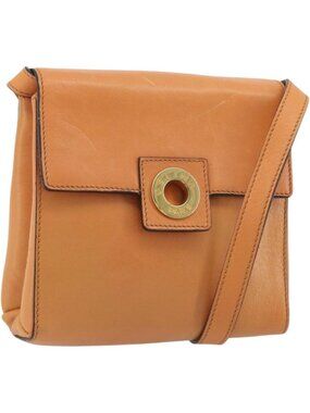 CELINE Circle Shoulder Bag Leather Orange Gold